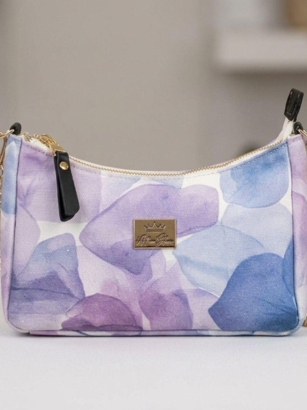 Watercolor Floral Mini Bag in Lavender and Blue